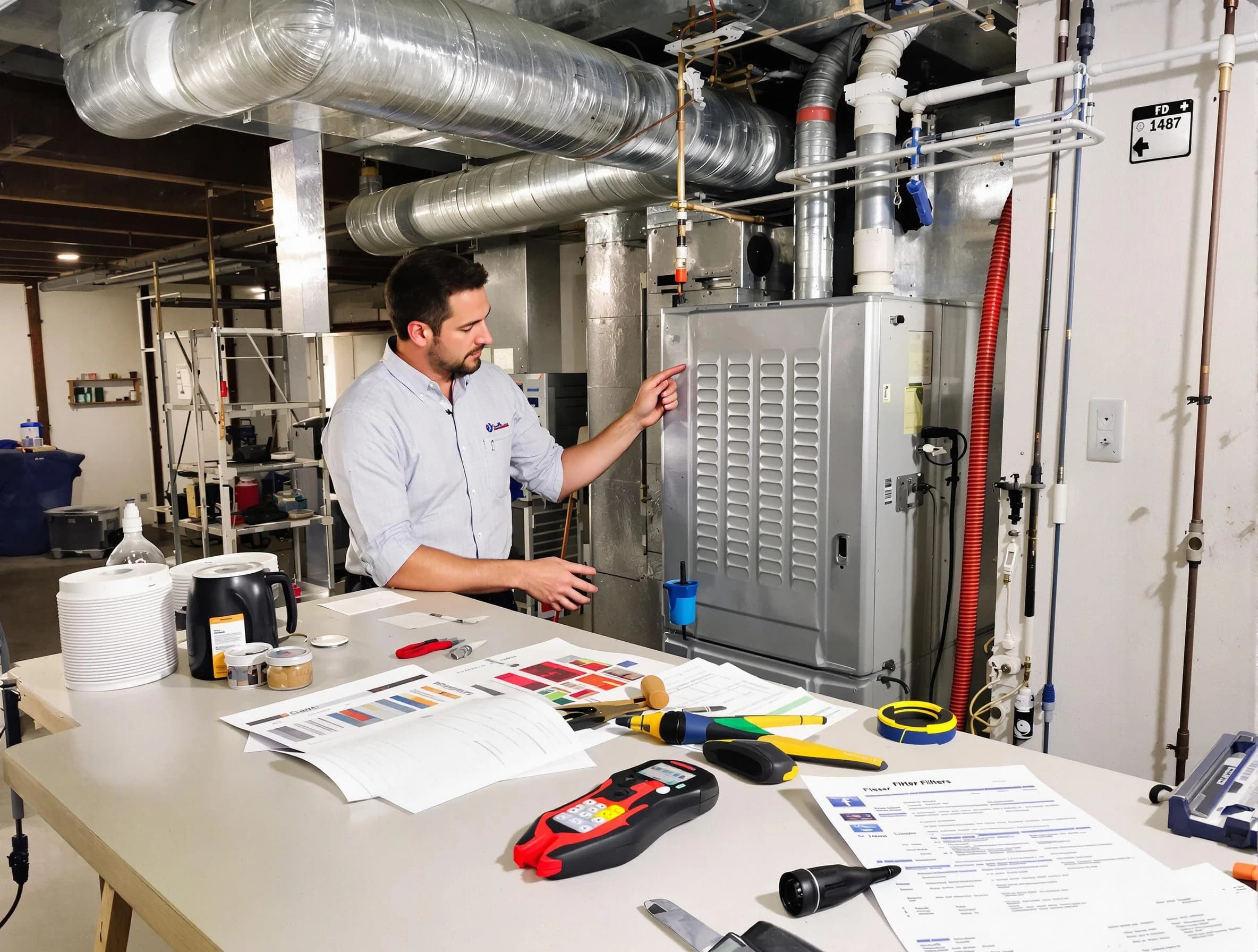 Hanceville Air Duct Cleaning inspector conducting detailed filter system evaluation using professional diagnostic tools in Hanceville