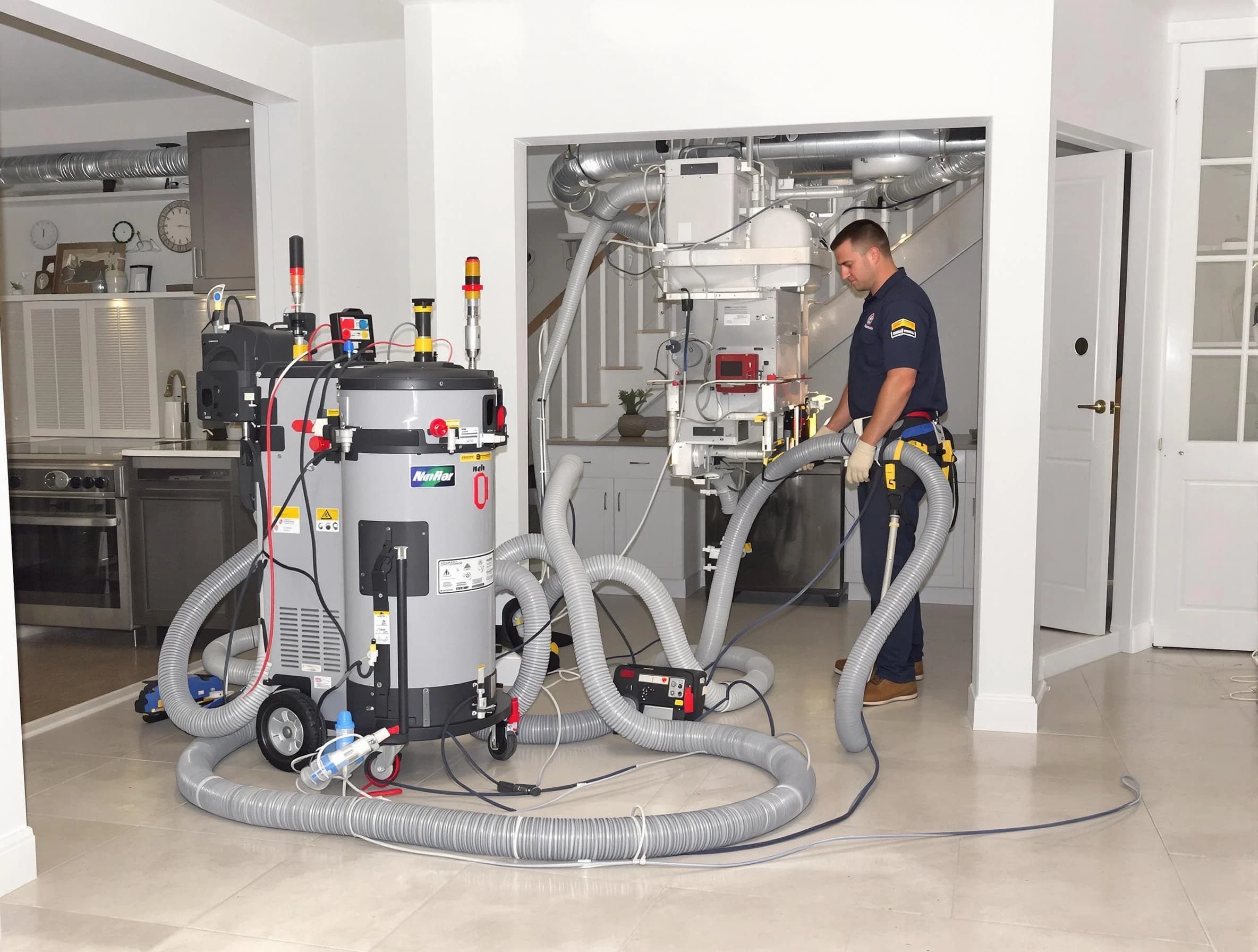 Hanceville Air Duct Cleaning technician operating negative pressure cleaning equipment for thorough duct maintenance in Hanceville